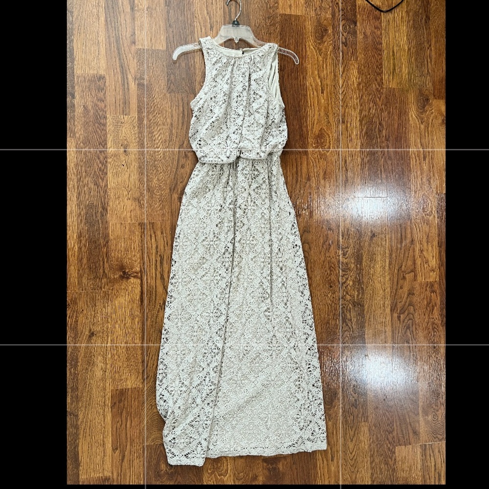 Lace Maxi Dress High Neck Sleeveless